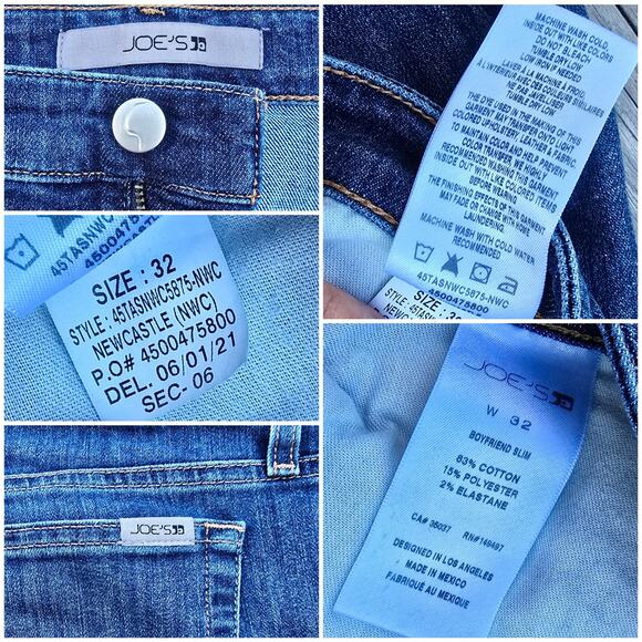 Boyfriend Slim Jeans Joe's Plus Size 32 Dark Stretch Denim Cuffed Crop Ankle - Picture 4 of 9